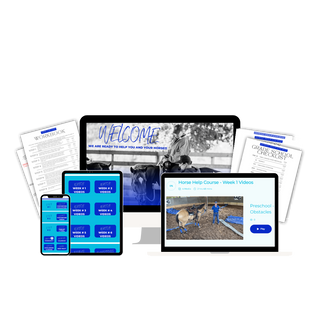 Mockup image of the Horse Help course, showcasing a visual representation of the course content, structure, and potential learning materials.