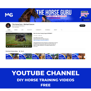 Promotional image featuring free DIY horse training videos on The Horse Guru - Michael Gascon Youtube Channel. Access valuable insights and training tips to enhance your equine skills at no cost.