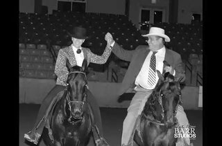 Jaime Gascon, the father and mentor, warmly greeting a rival horseman during a horsemanship event. The Gascon family's commitment to sportsmanship and camaraderie shines in this heartfelt moment.