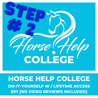 Promotional image for the Horse Help College featuring a DIY option with lifetime access valued at $97, excluding video reviews. Unlock valuable equestrian knowledge and skills at your own pace.