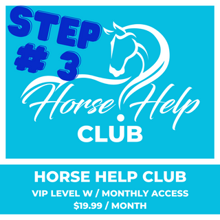 Image featuring the Horse Help Club VIP level with monthly access, valued at $19.99 per month. Join for exclusive benefits, resources, and a premium equestrian community experience with flexible monthly subscription.