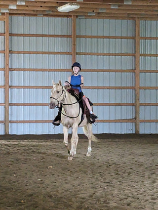 Image of a confident lady horse rider gracefully guiding her horse, showcasing skill, poise, and a strong connection between rider and horse.