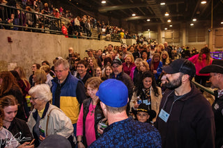 Image of Michael Gascon actively engaging with fans during the Gascon Horsemanship Never Give Up Tour, fostering a sense of connection and camaraderie with the audience.