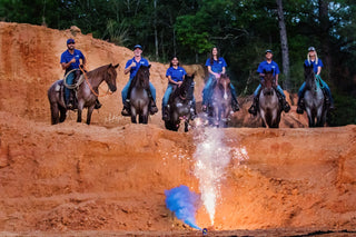 Michael Gascon with the enthusiastic contestants of the 2023 Horse Help Train-off, showcasing dedication and skill in the equestrian training competition.