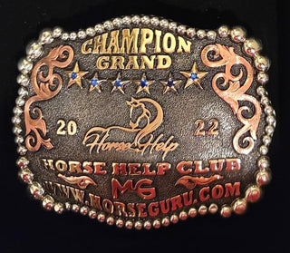 Custom buckle awarded to the Horse Help Club Gasconite All-Around Champion.