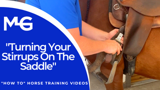 Michael Gascon setting up the saddle - Thumbnail for 'How To' Horse Training Video, demonstrating the process of turning your stirrups on the saddle for better riding experience.