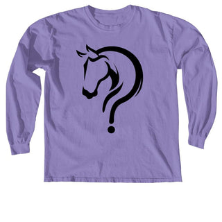 Stylish long sleeve tee in a vibrant violet shade featuring the iconic equestrian mark. This tee offers both fashion and comfort, making it a standout choice for any horse lover.