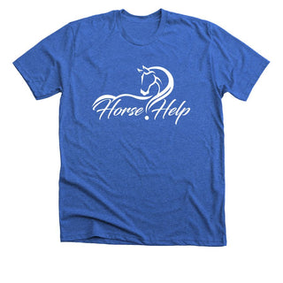 Horse Help unisex shirt in vibrant blue featuring the official Horse Help logo. This comfortable and stylish shirt is a perfect way to show your support for Horse Help and Michael Gascon's horsemanship teachings.