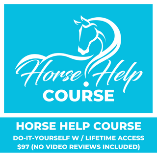 Promotional image for the Horse Help Course featuring a DIY option with lifetime access valued at $97, excluding video reviews. Unlock valuable equestrian knowledge and skills at your own pace.