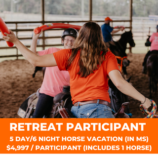 Jousting retreat participants featured in a promotional image for a 5-day vacation for retreat participants, valued at $4,997.