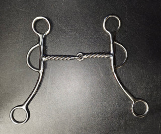 A close-up image of a Twisted Snaffle with Shanks, showcasing the intricate design for horse bit enthusiasts.